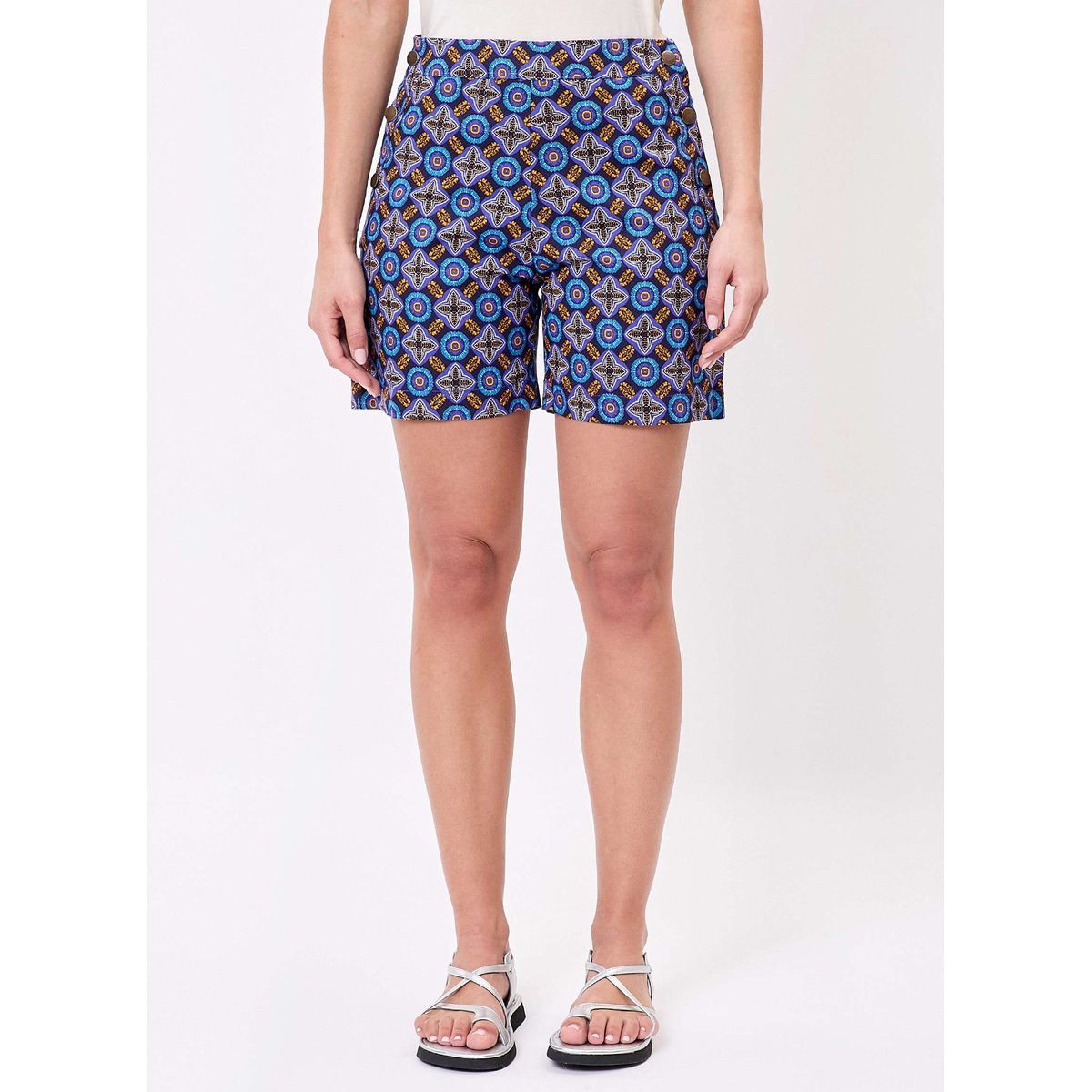 Short à pont coton stretch EDNA bleu navy nairobi, PRINCESSE NOMADE