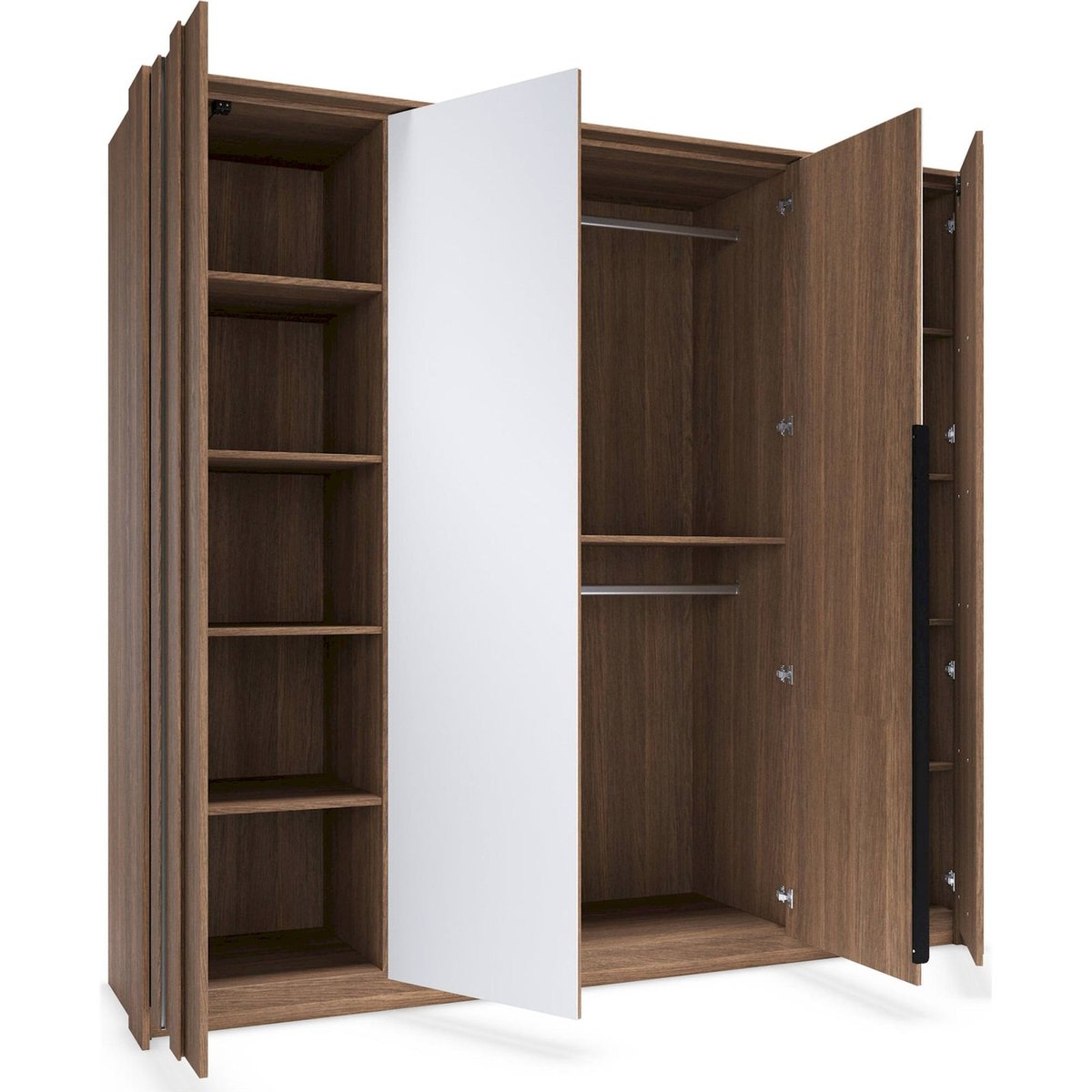 Armoire 4 portes miroir et LED collection AMARO chêne dunin avec miroir, RECOLLECTION