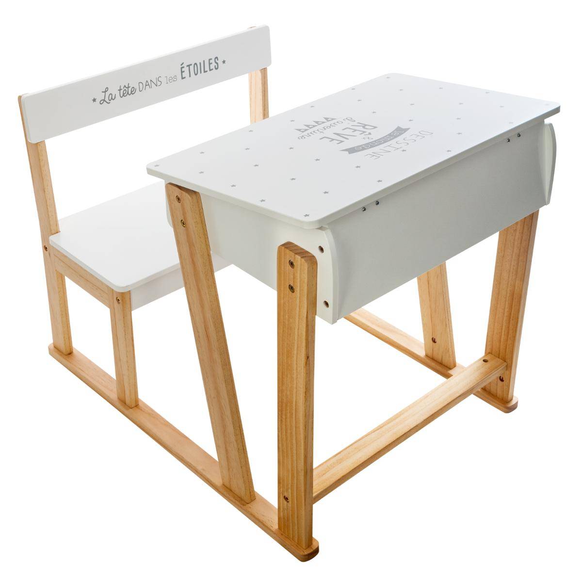 Pupitre d'écriture enfant avec rangement KIRON blanc, ATMOSPHERA FOR KIDS
