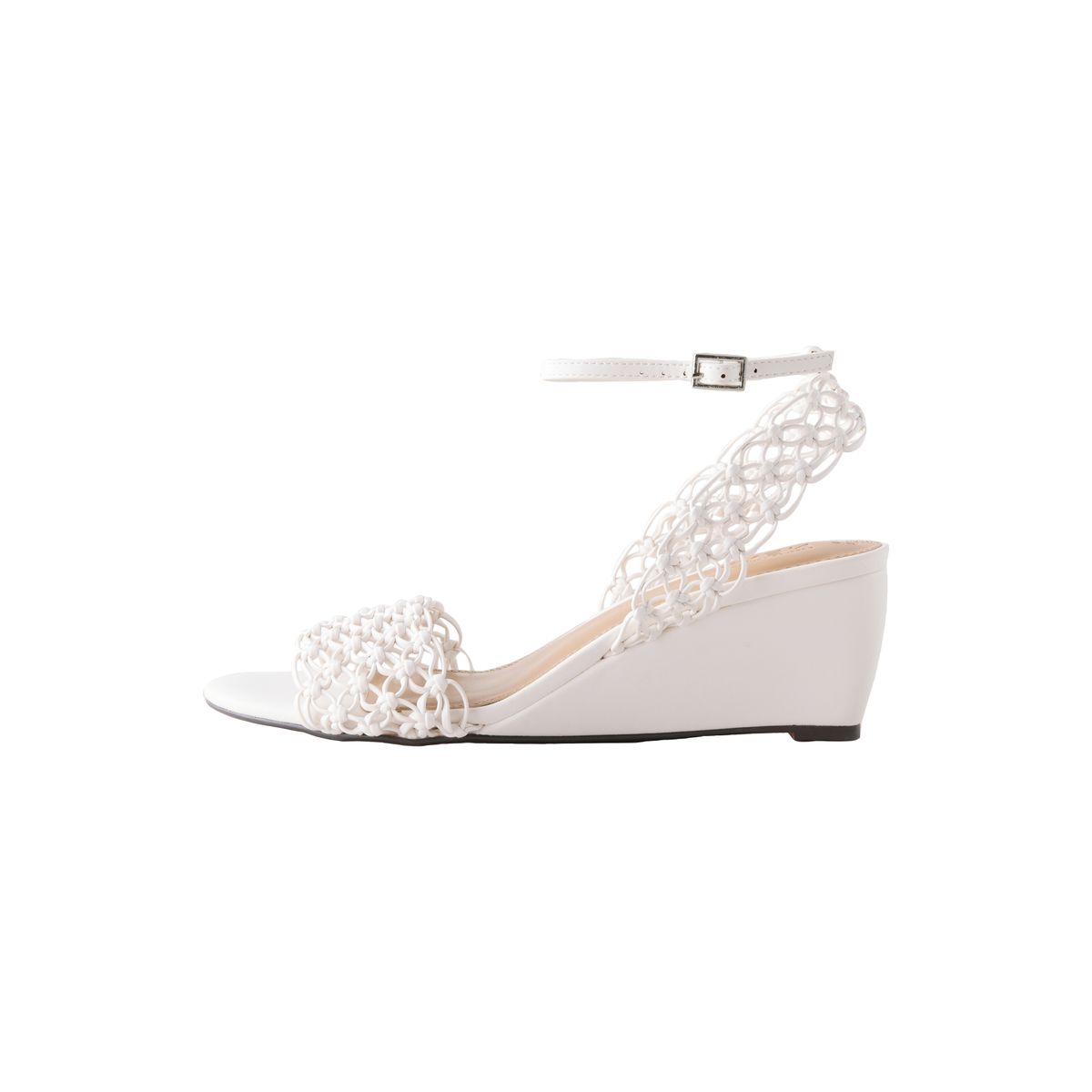 Chaussures compensées et tressées à fleurs blanc, NEXT
