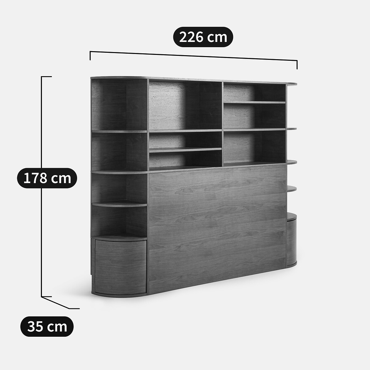 Maddy Walnut Veneer Storage Headboard walnut, LA REDOUTE INTERIEURS