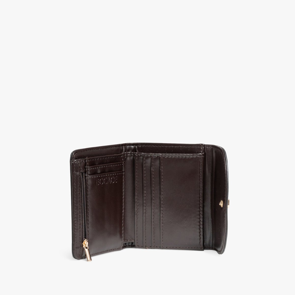 Portefeuille YVONNE porte cartes marron fonce, BOCAGE