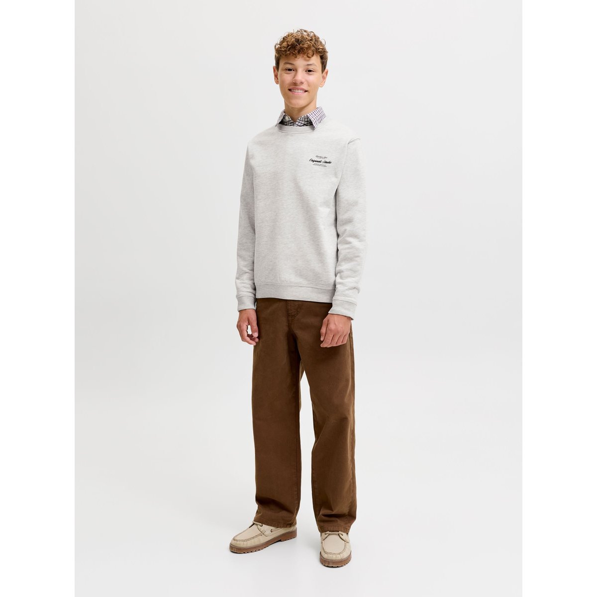 Sweat-Shirt white melange, JACK & JONES JUNIOR