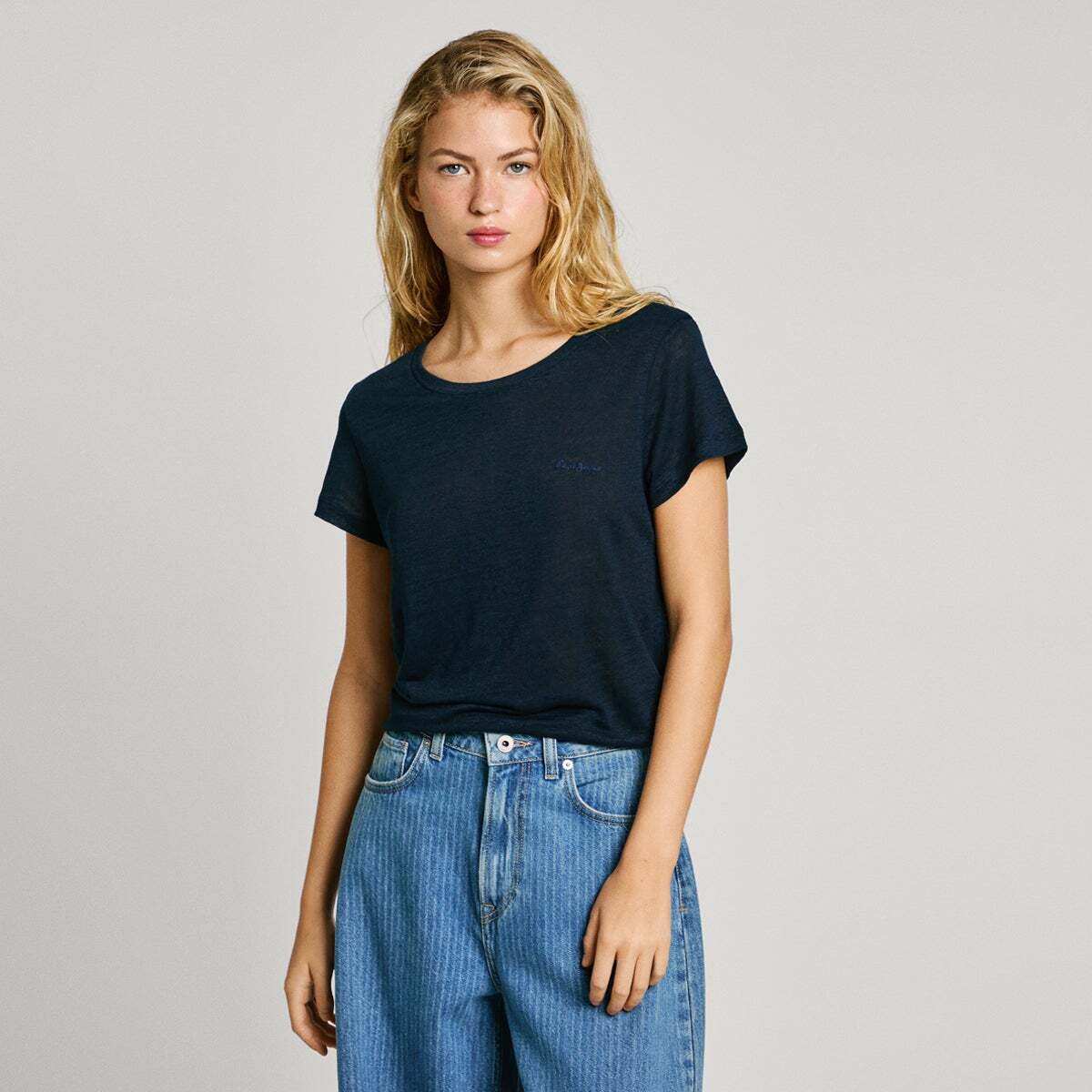T-Shirt Coupe Slim Avec Logo bleu dulwich, PEPE JEANS