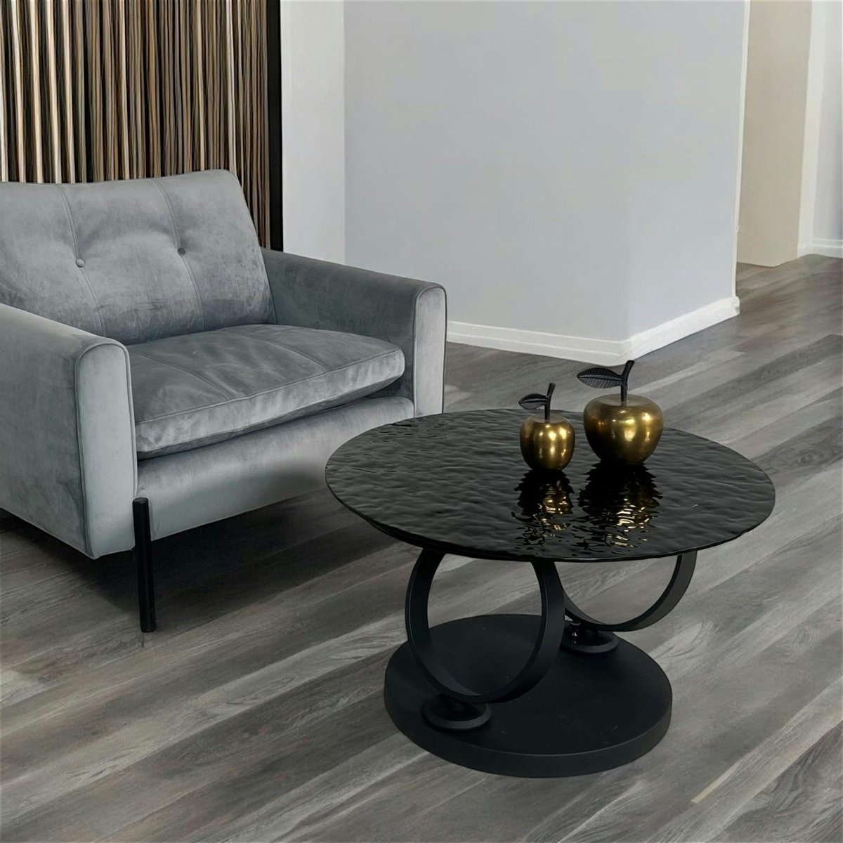 Table basse en verre ondulé noir LIGURIE noir, PIER IMPORT