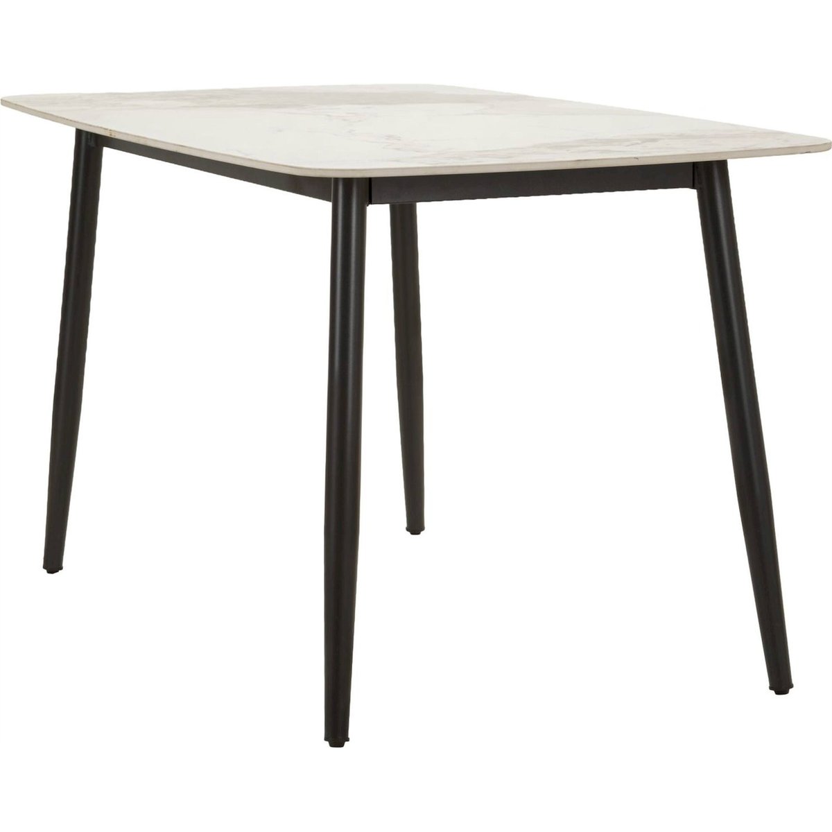 Table à manger céramique pieds en métal MODERN noir et blanc effet marbre, RECOLLECTION