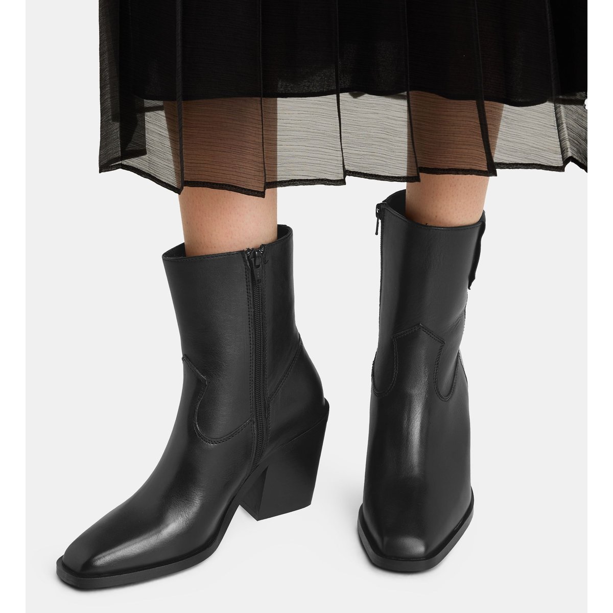 Bottines western chloé cuir noir, GALERIES LAFAYETTE