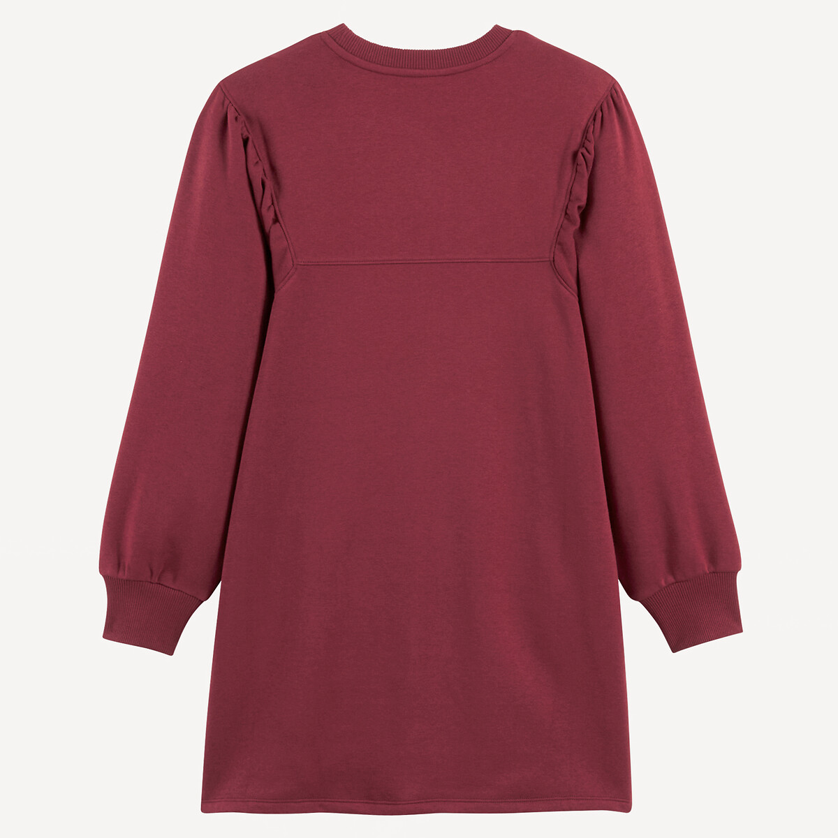 Fleece Jumper Dress with Long Sleeves burgundy, LA REDOUTE COLLECTIONS