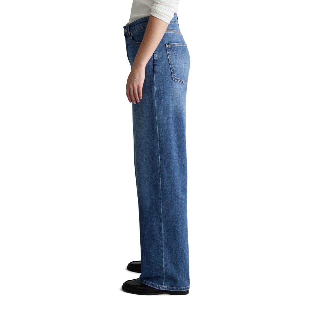 Jeans modèle Tomke large en coton organique stretch doux bleu moyen, MARC O’POLO DENIM