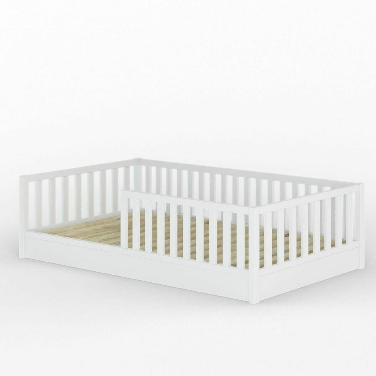 Lit enfant Montessori Bois massif ROMEO blanc, AKITEN RETAIL