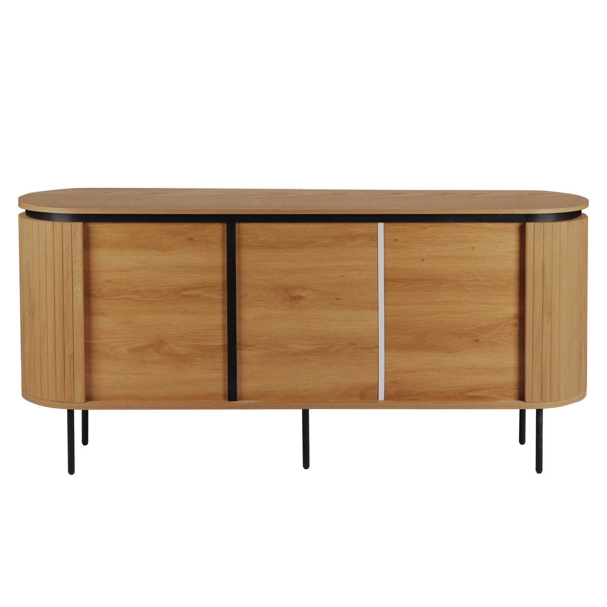 Buffet en mélaminé 2 portes 160 cm, HEMERA bois clair, OVIALA