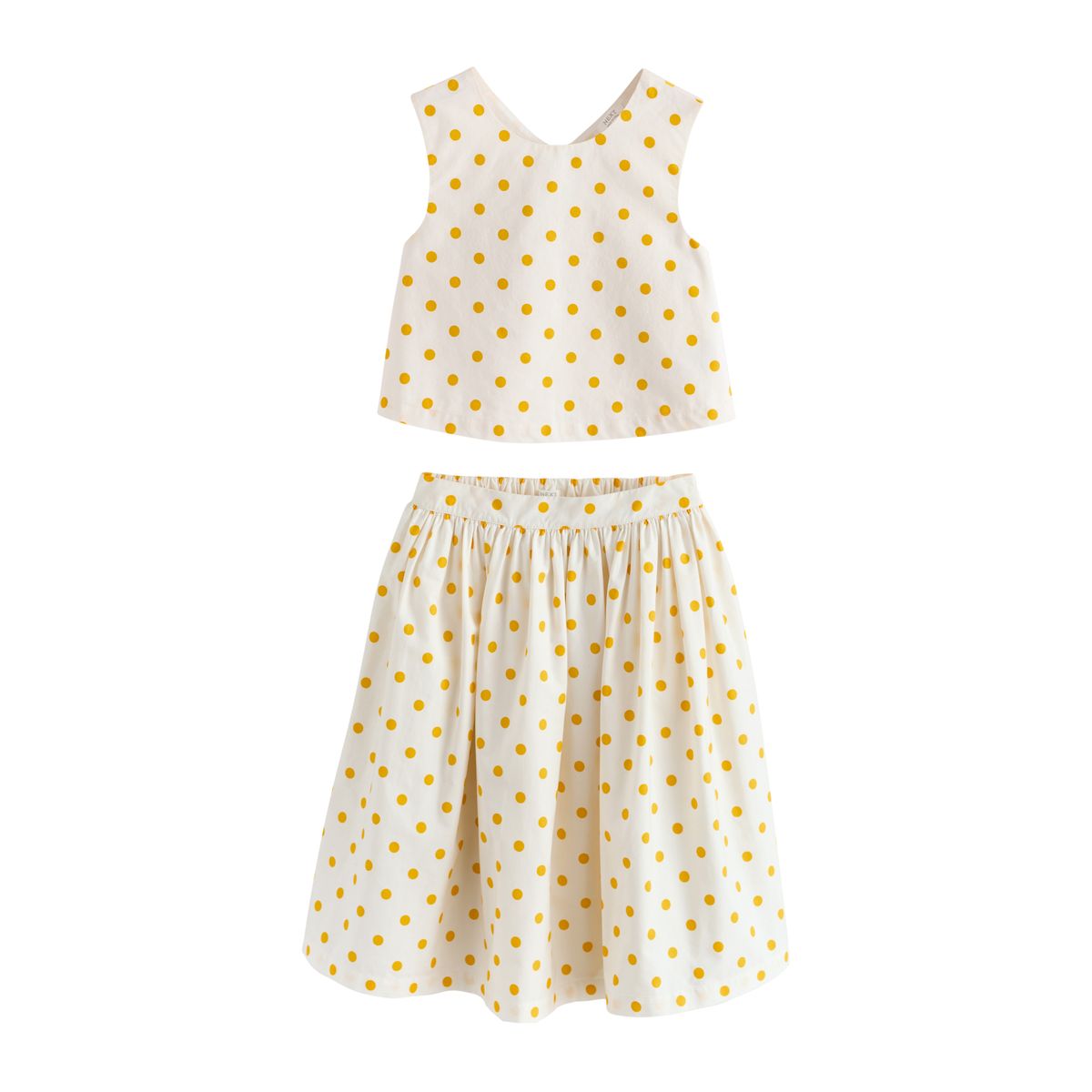 Ensemble jupe et chemisier pois jaunes et blancs, NEXT