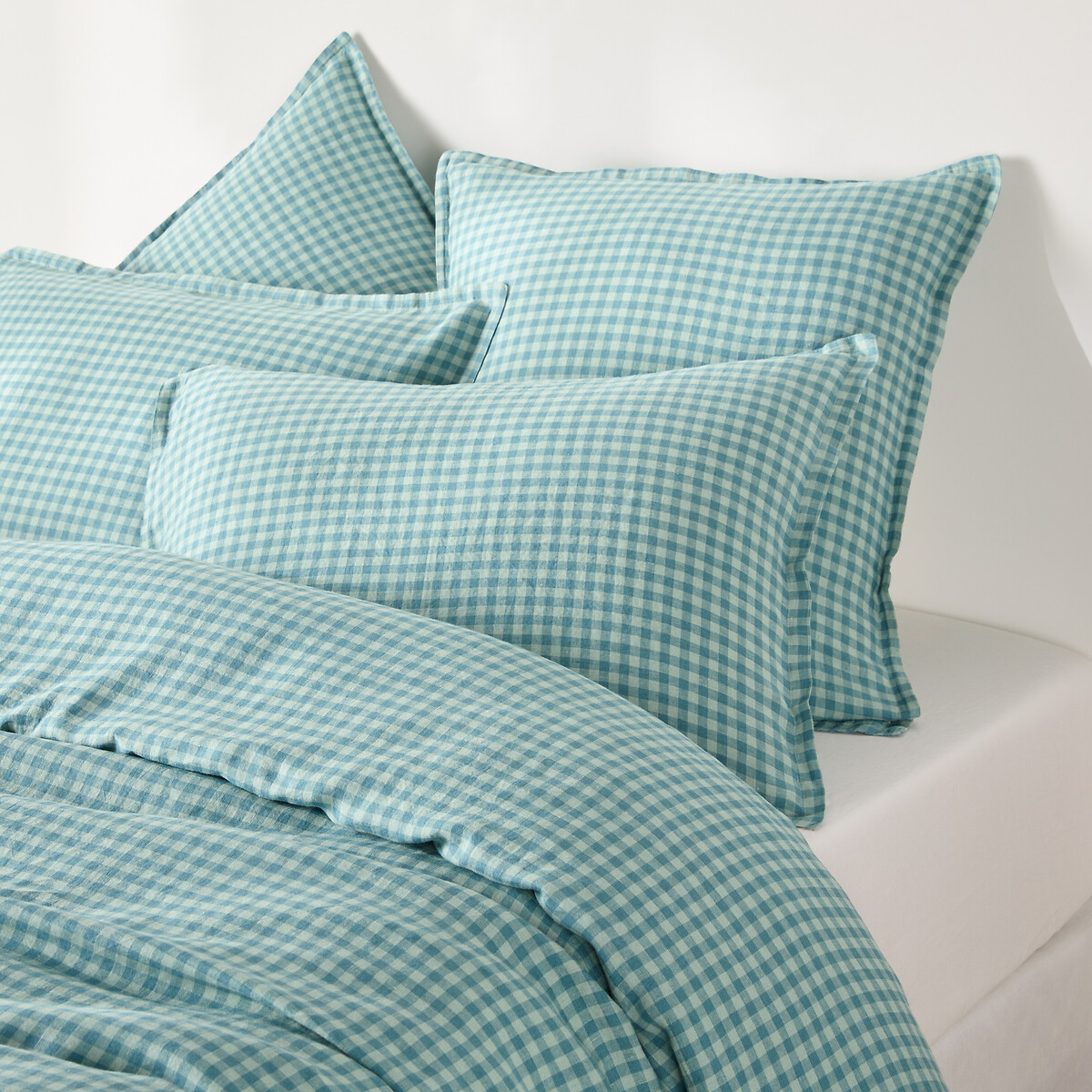 Taie d'oreiller en lin lavé, ACÉLIE BLEU bleu/aqua, LA REDOUTE INTERIEURS