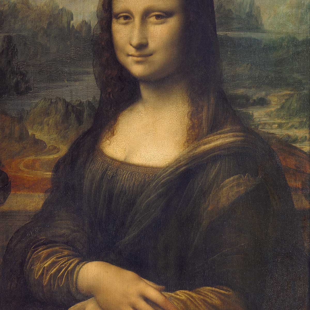 Affiche La joconde par Leonard De Vinci affiche + cadre en bois - noir, HEXOA