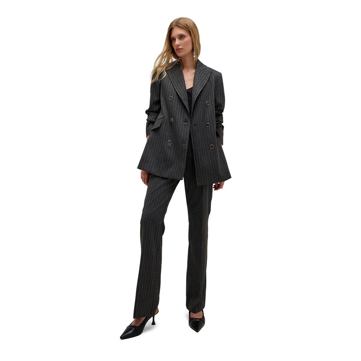 Pantalon flare rayé The Tailoring Lab gris, MOTIVI