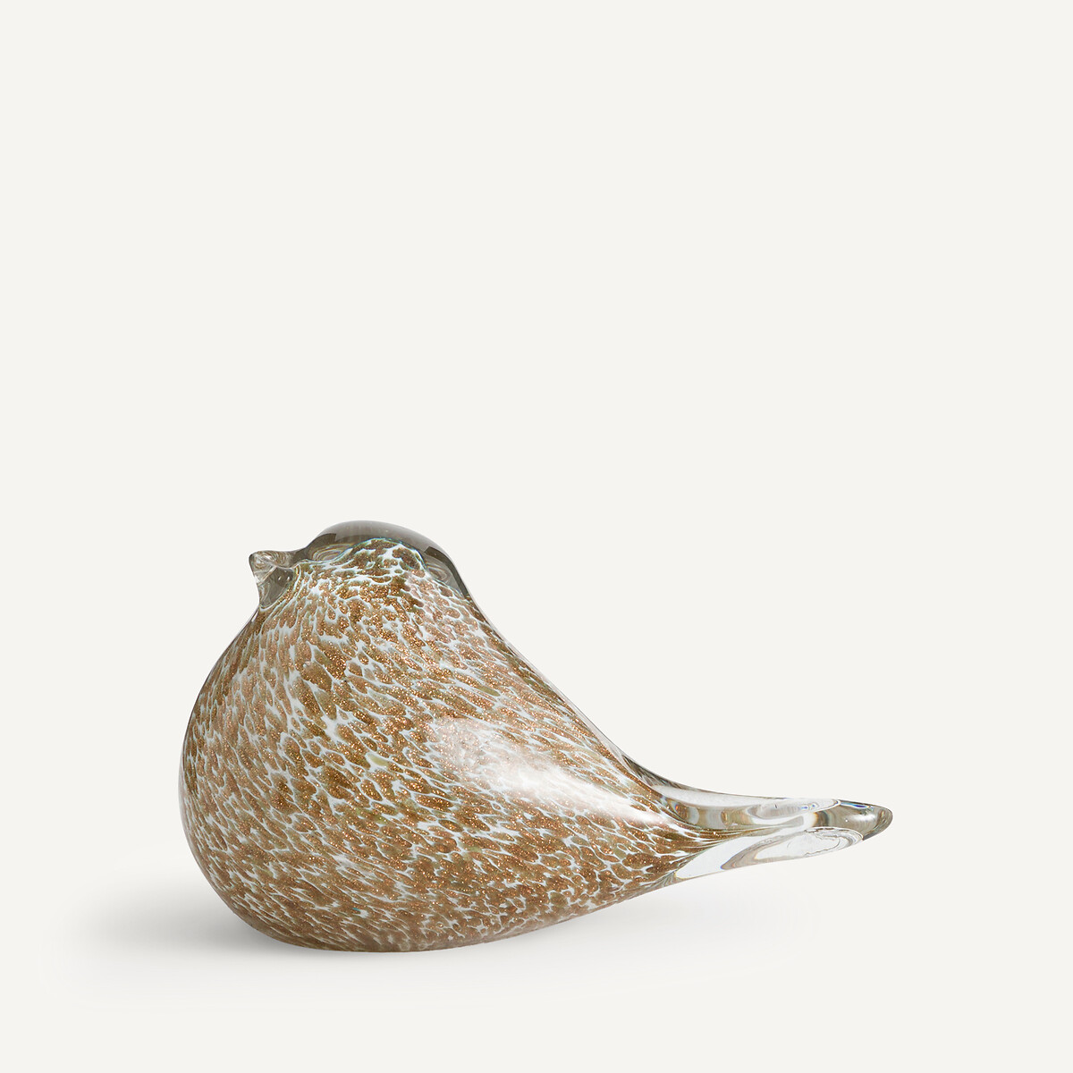 Statuette oiseau en verre, Abby blanc/doré, AM.PM
