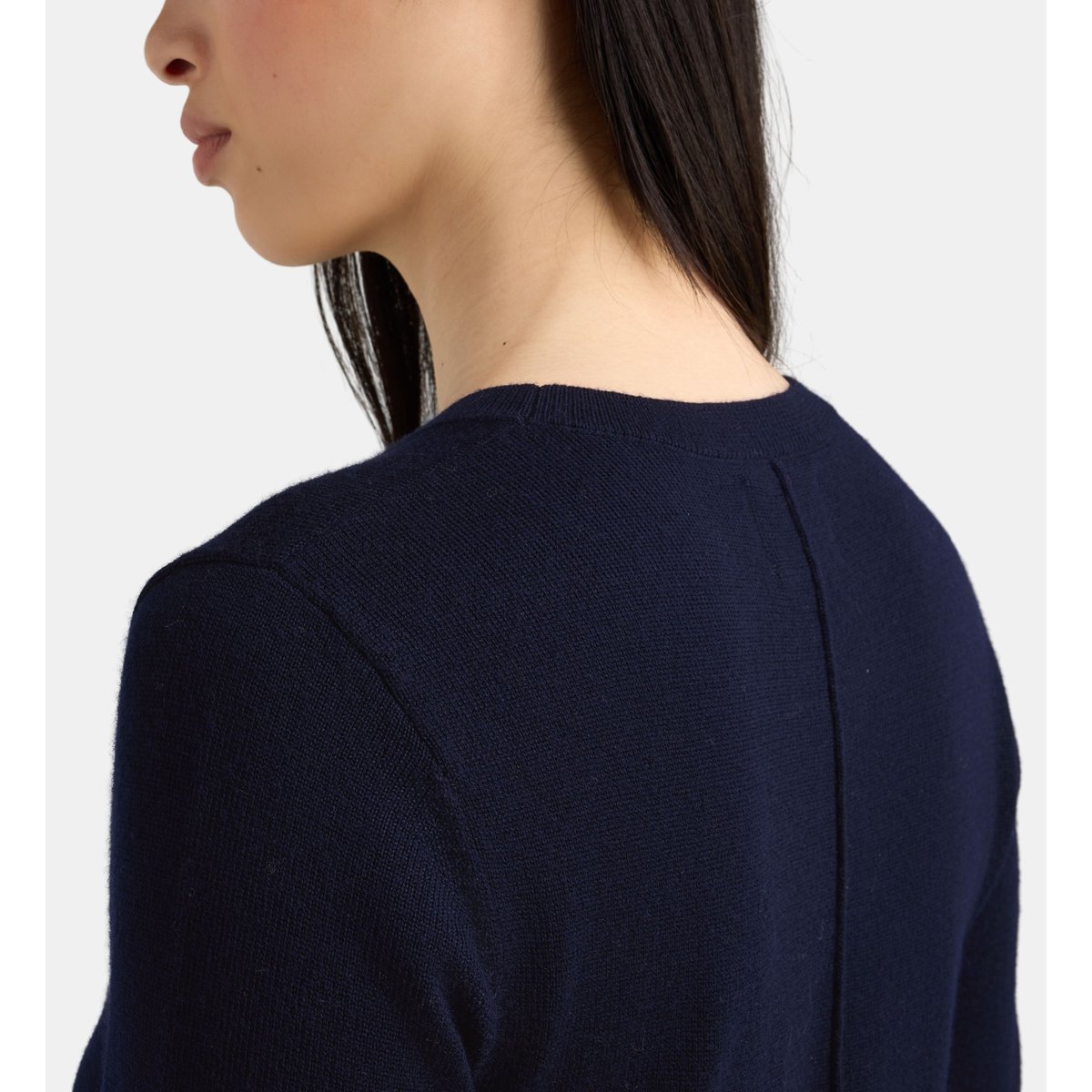 Robe pull droite mi longue otiare en laine mérinos bleu marine, JODHPUR