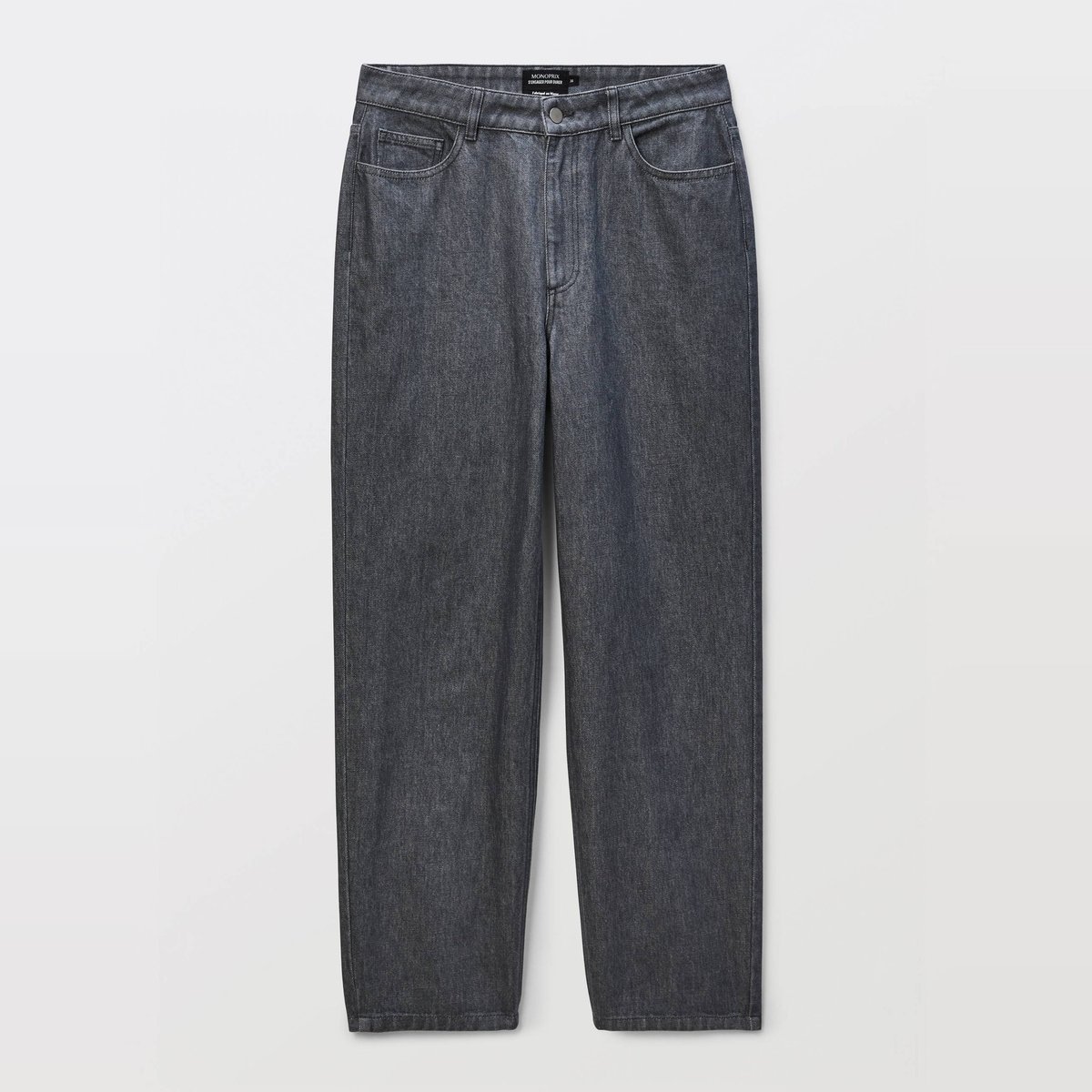 Jean barrel coupe barrel grey denim, MONOPRIX