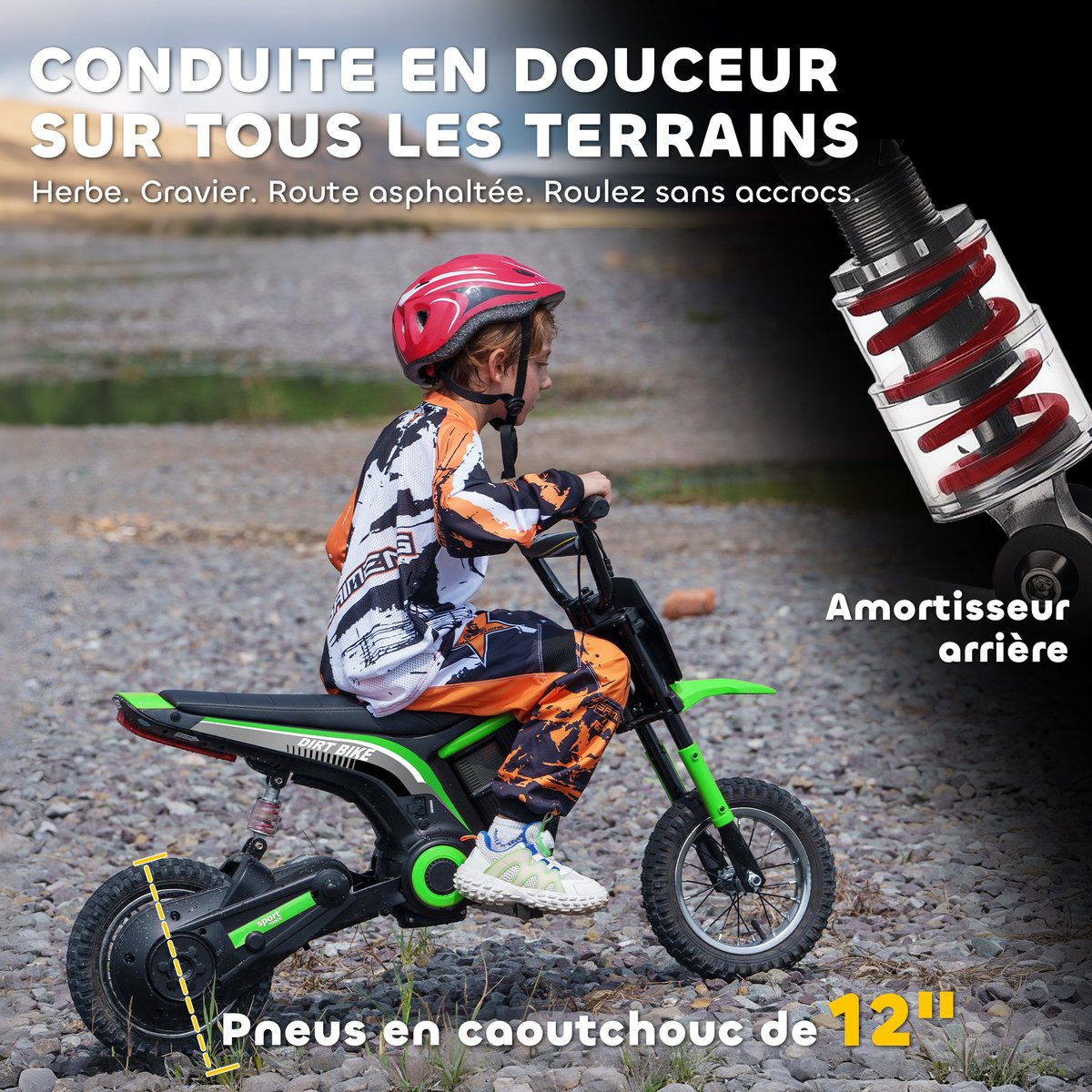 Moto électrique à conducteur assis PP Vert vert, HOMCOM