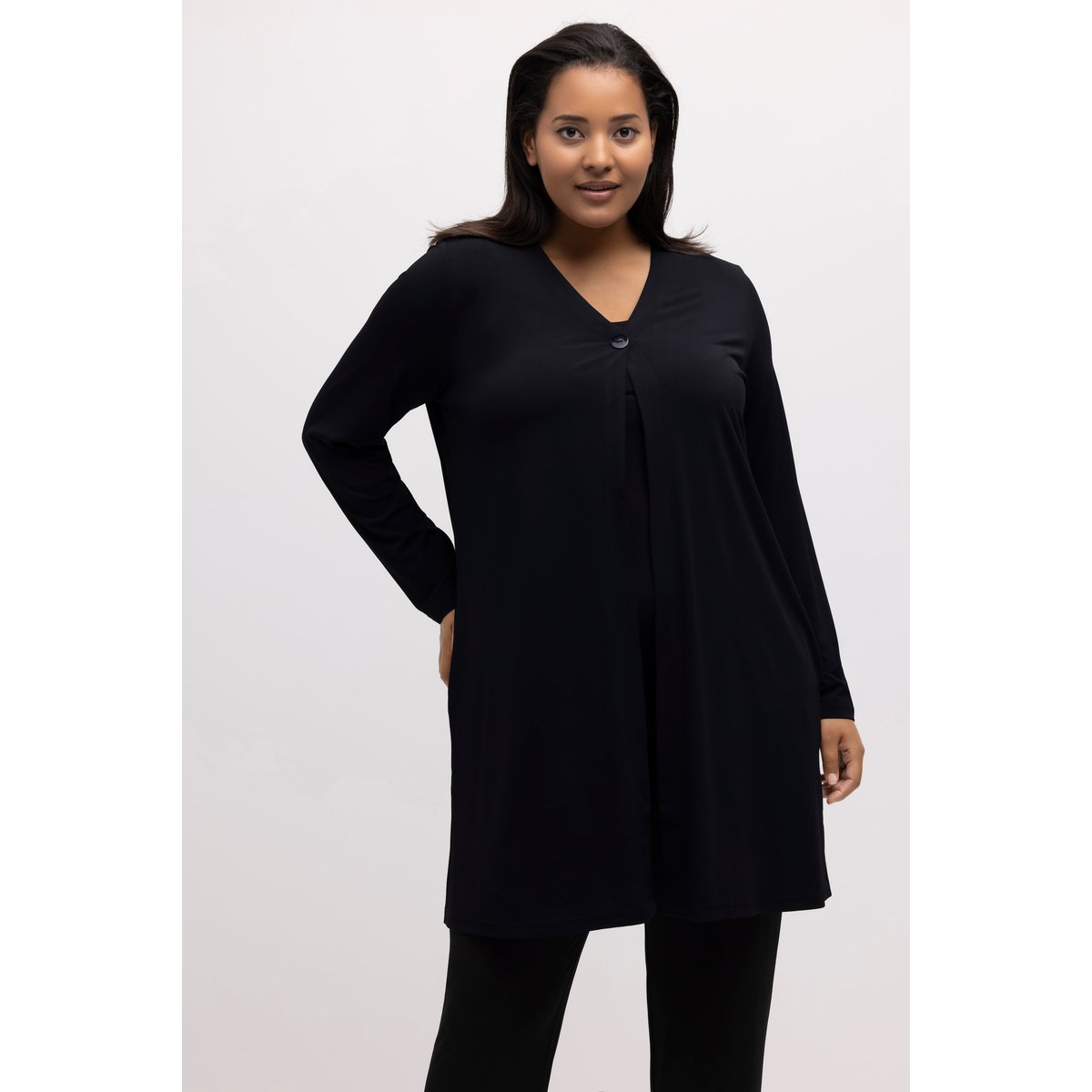Veste en jersey, imprimé à pois. Col en V noir, ULLA POPKEN