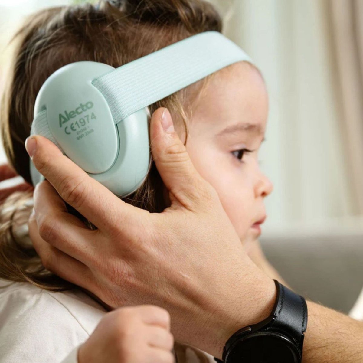 Casque anti-bruit pour bébés blanc, vert d'eau, ALECTO