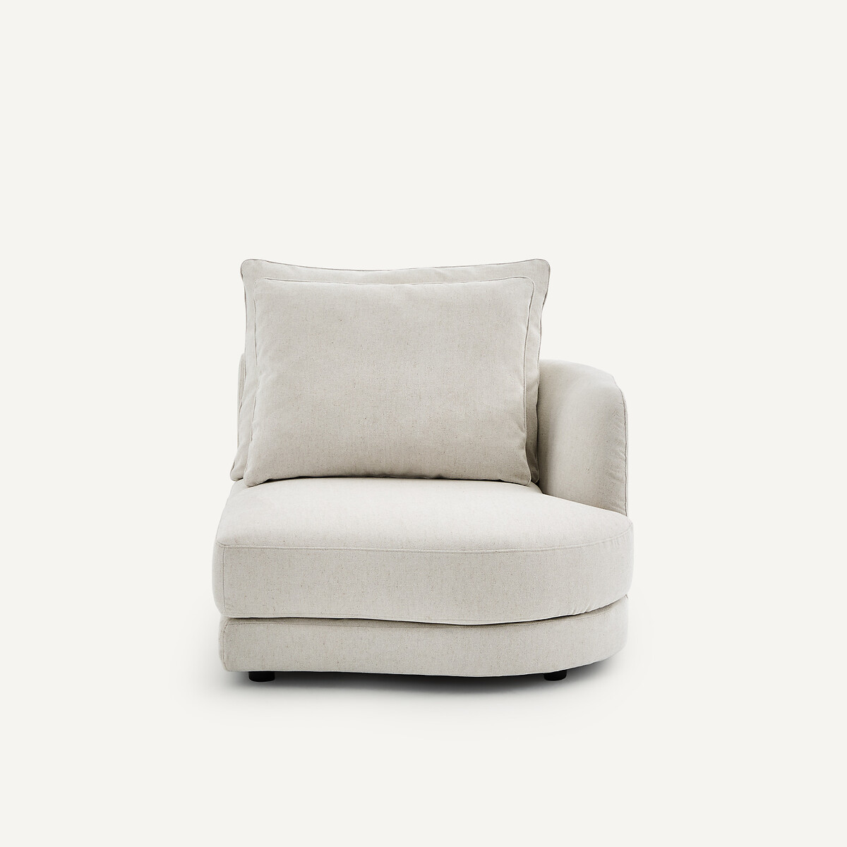 Demi-canapé droit, arrondi, modulable en toile chinée, TIBERIO ivoire, AM.PM