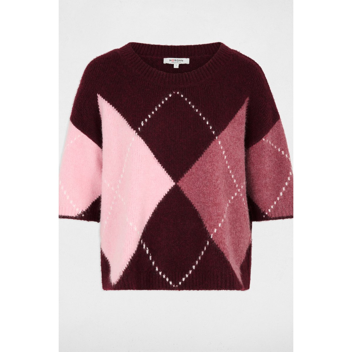 Pull jacquard col rond prune, MORGAN
