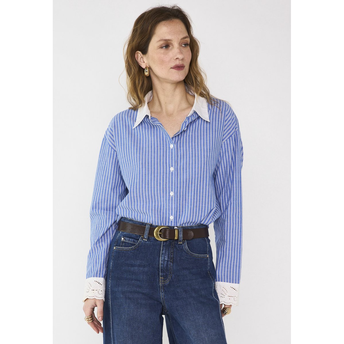 Chemise à rayures en 100% coton DIVINE bleu, Maison 123