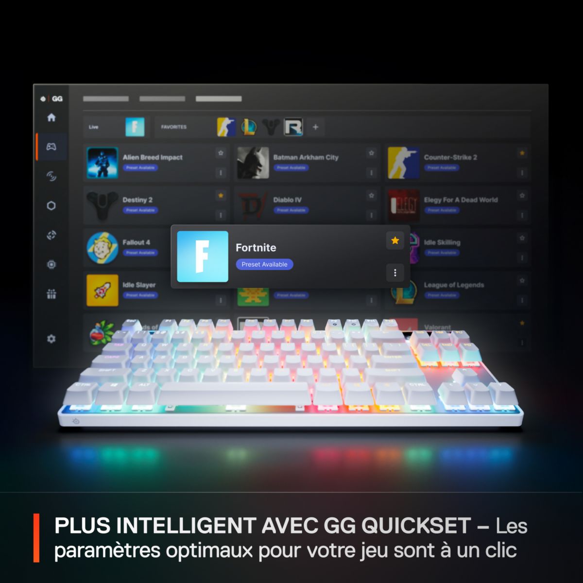 Clavier gamer Apex Pro TKL Gen 3 FR Blanc couleur unique, STEELSERIES