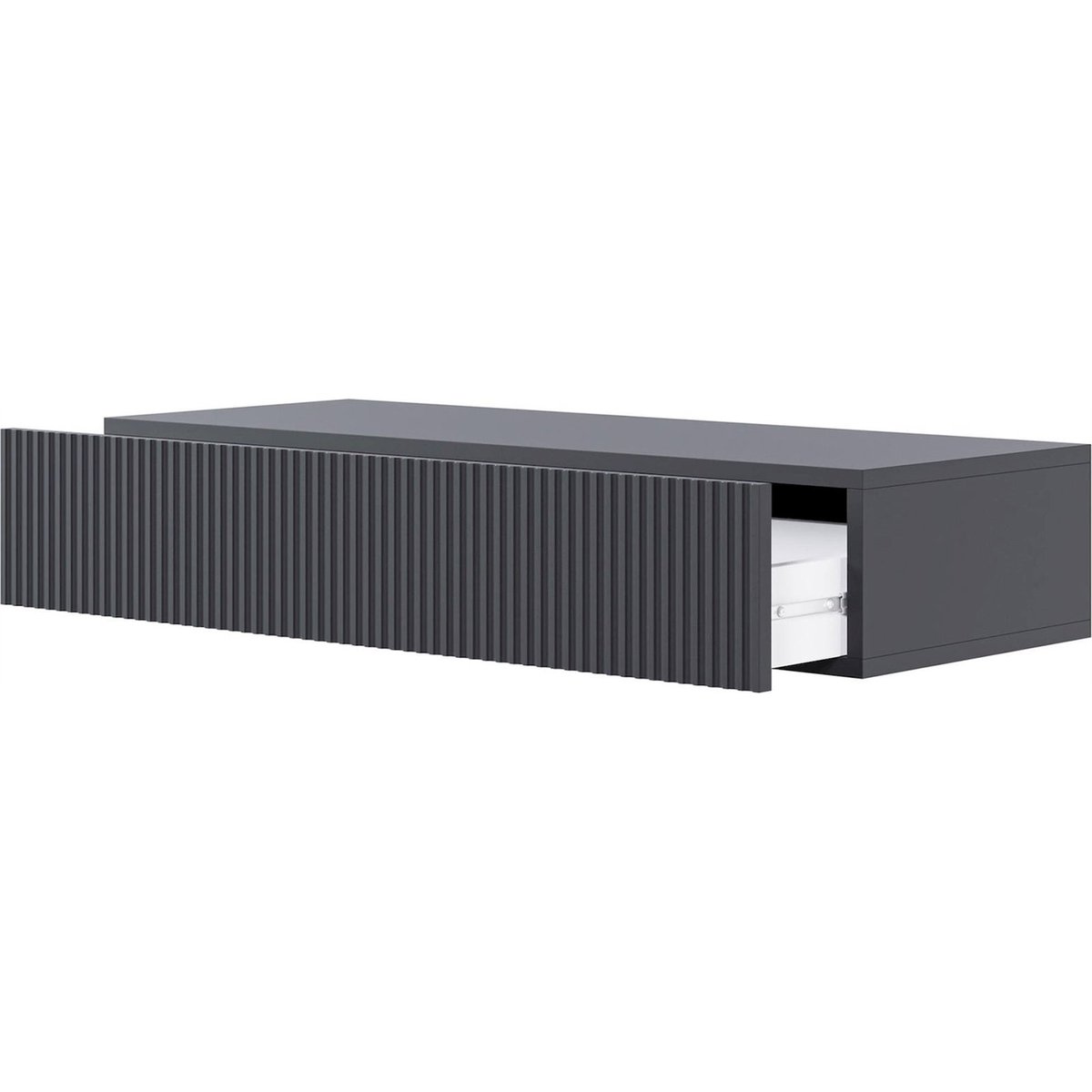 Console murale VELDIO avec tiroir rainuré noir mat, RECOLLECTION