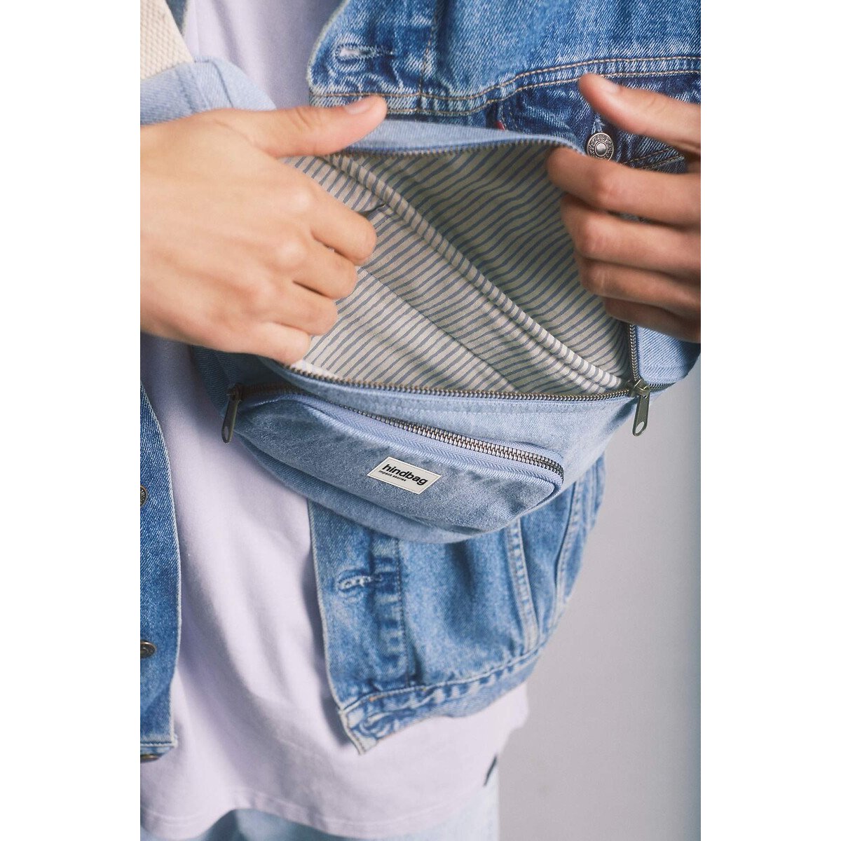 Marsupio XL in denim, SOFIA denim blu  , HINDBAG