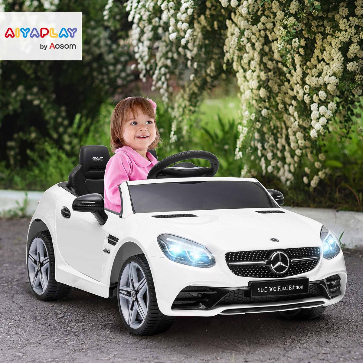 Voiture électrique à conducteur assis PP blanc, AIYAPLAY