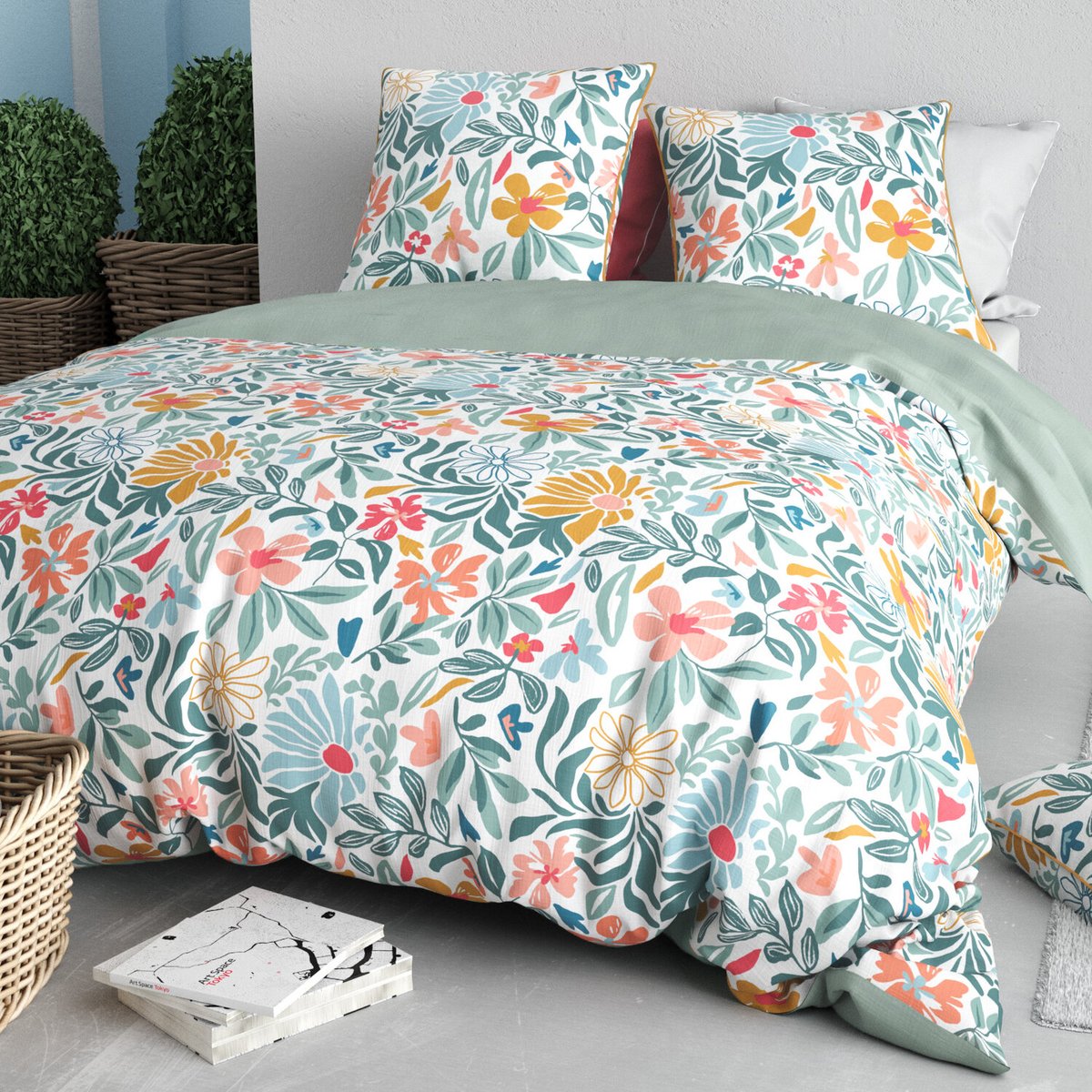 Parure housse de couette en coton imprimée, Thelma imprime, C DESIGN HOME TEXTILE