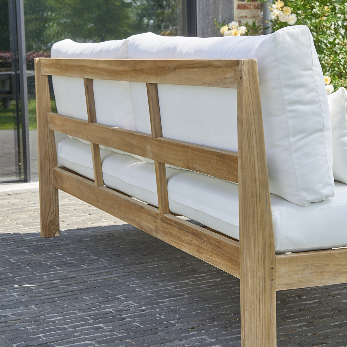 Canapé de jardin en teck massif PALMA blanc, BERAH GETAH