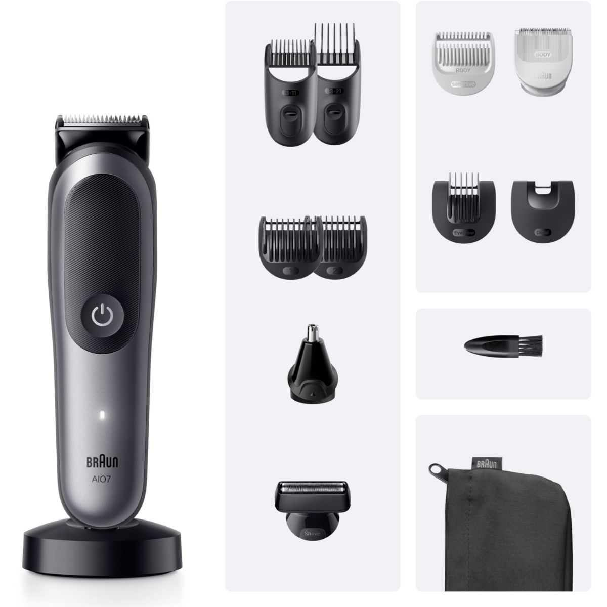 Tondeuse multi usages AIO7560, 14 hauteurs de coupe, précision 0,5 mm, autonomie 120 mn couleur unique, BRAUN