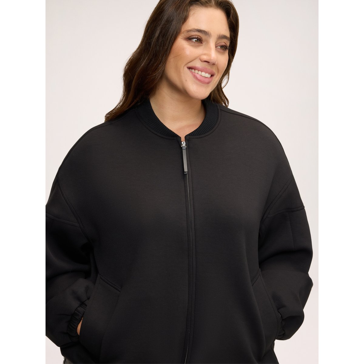 Blouson avec col côtelé noir, FIORELLA RUBINO