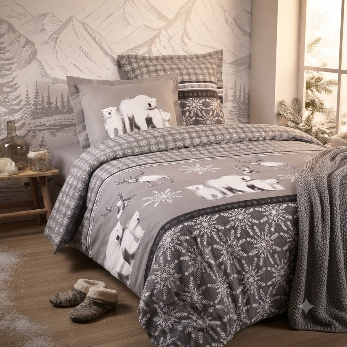 Parure de lit Collection Aigueblanche gris, EDEN
