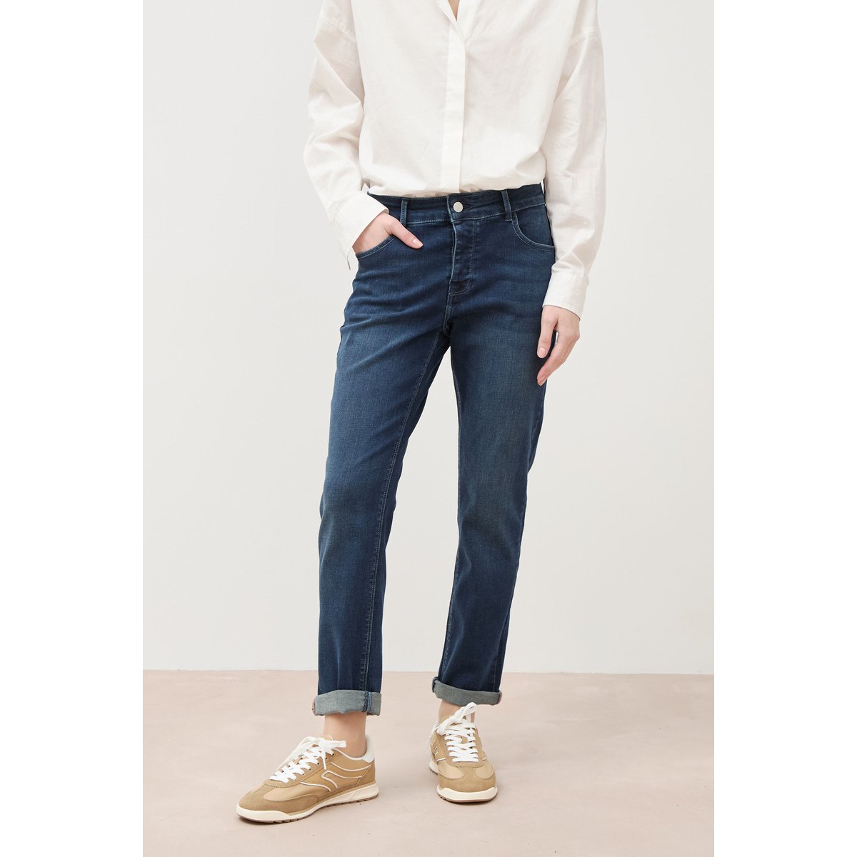 Jeans girlfriend taille haute denim dirty, BONOBO