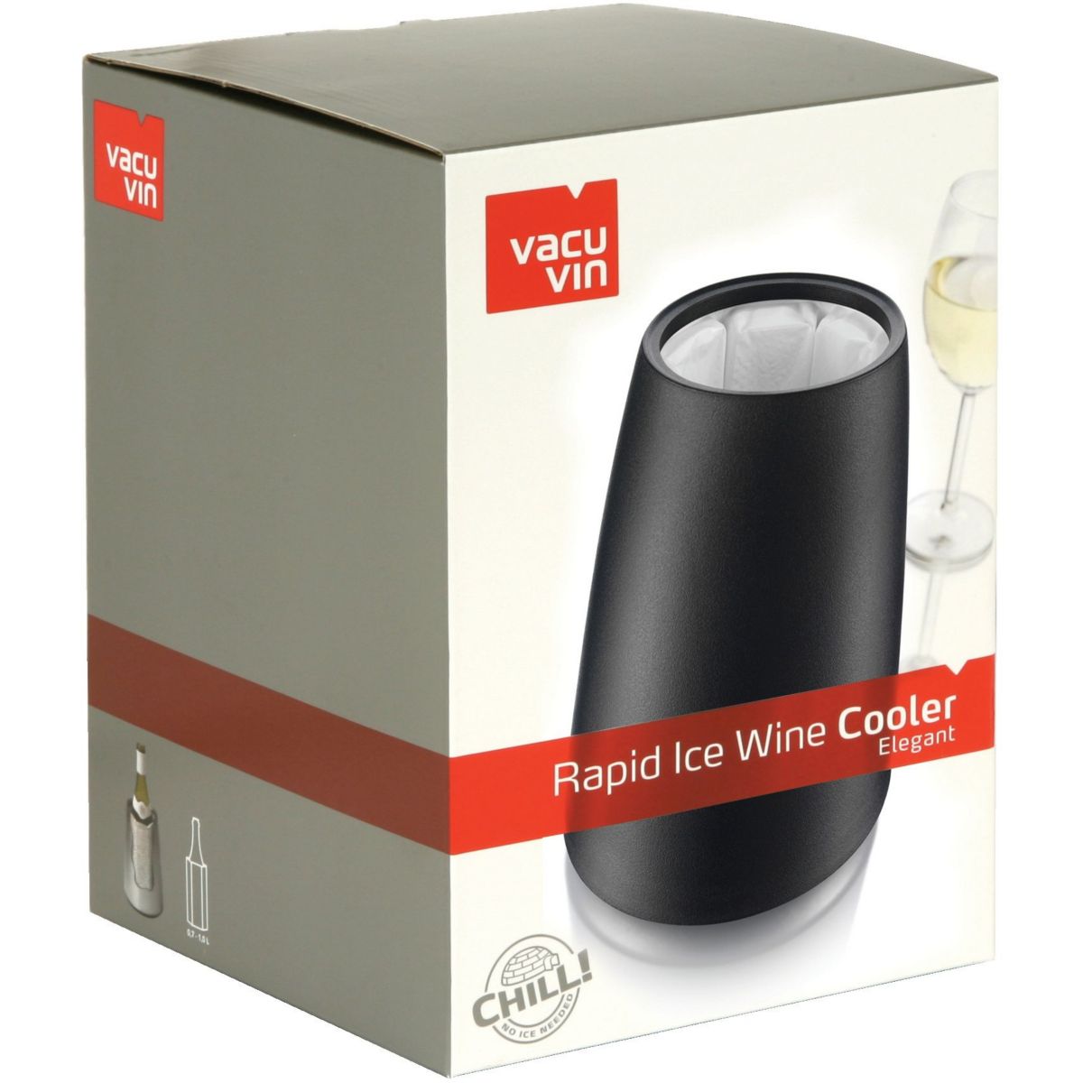 Rafraîchisseur vin et champagne noir, VACU-VIN