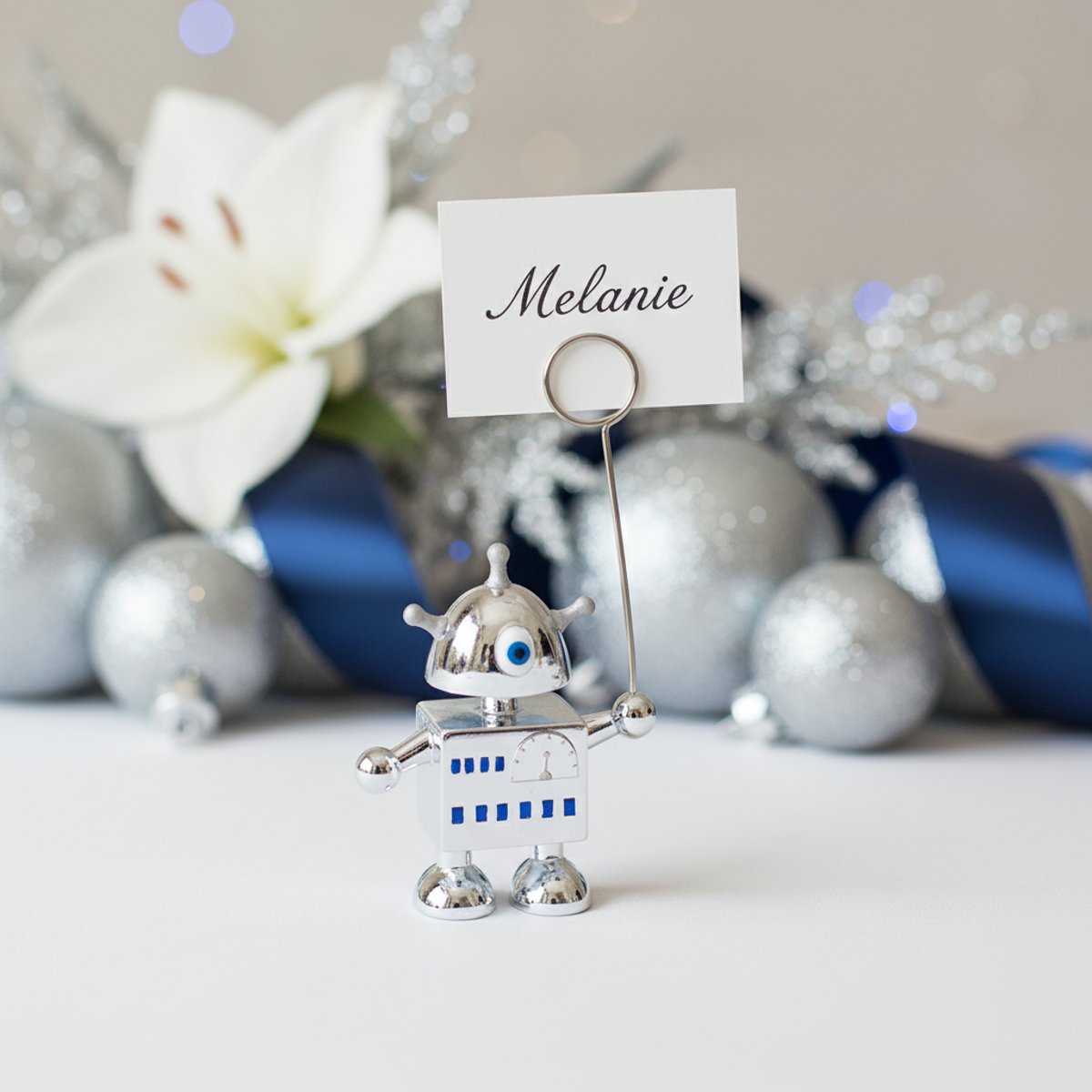 Set de 4 porte-cartes robots noël en résine H15 POP doré, SIA DECO