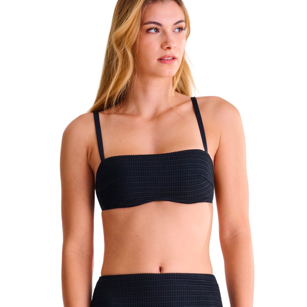 Haut maillot de bain bandeau préformé CALVI noir, LISCA