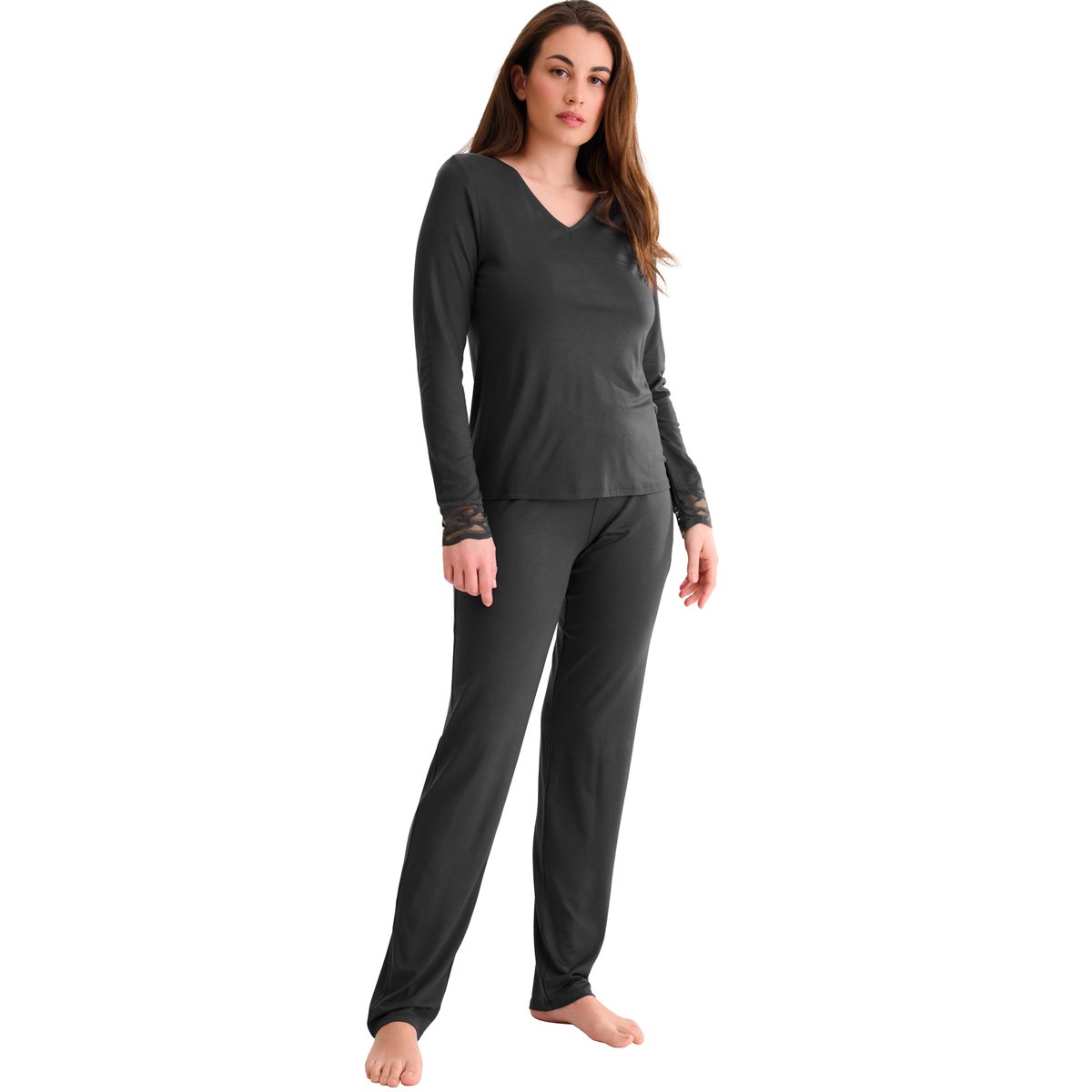 Pyjama pantalon top manches longues RUTH gris, LISCA