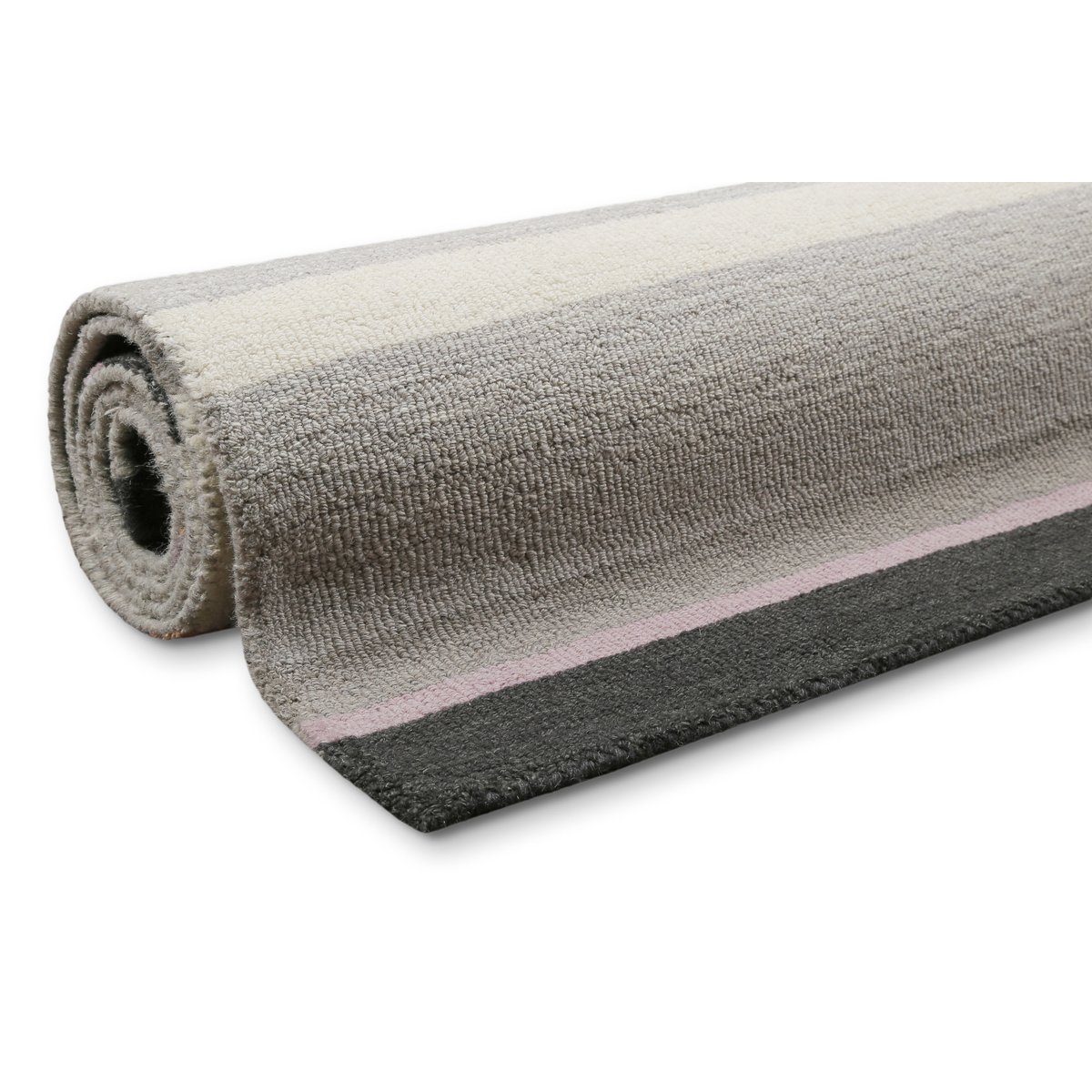 Tapis rayé laine tufté main , SALLY gris/multicolore, WECON HOME