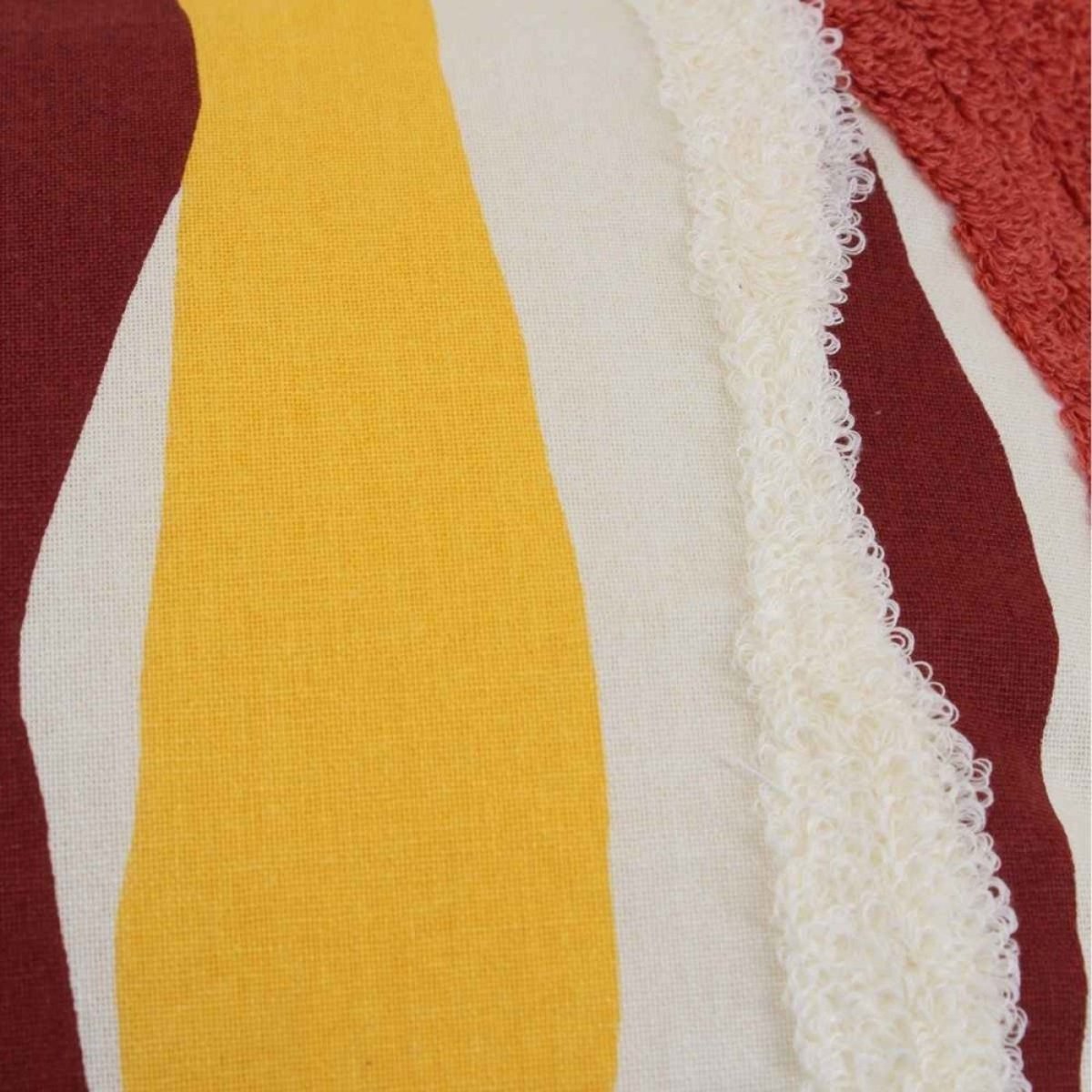 Coussin imprimé et brodé bouclette 30x50cm bordeaux, ORNAMI