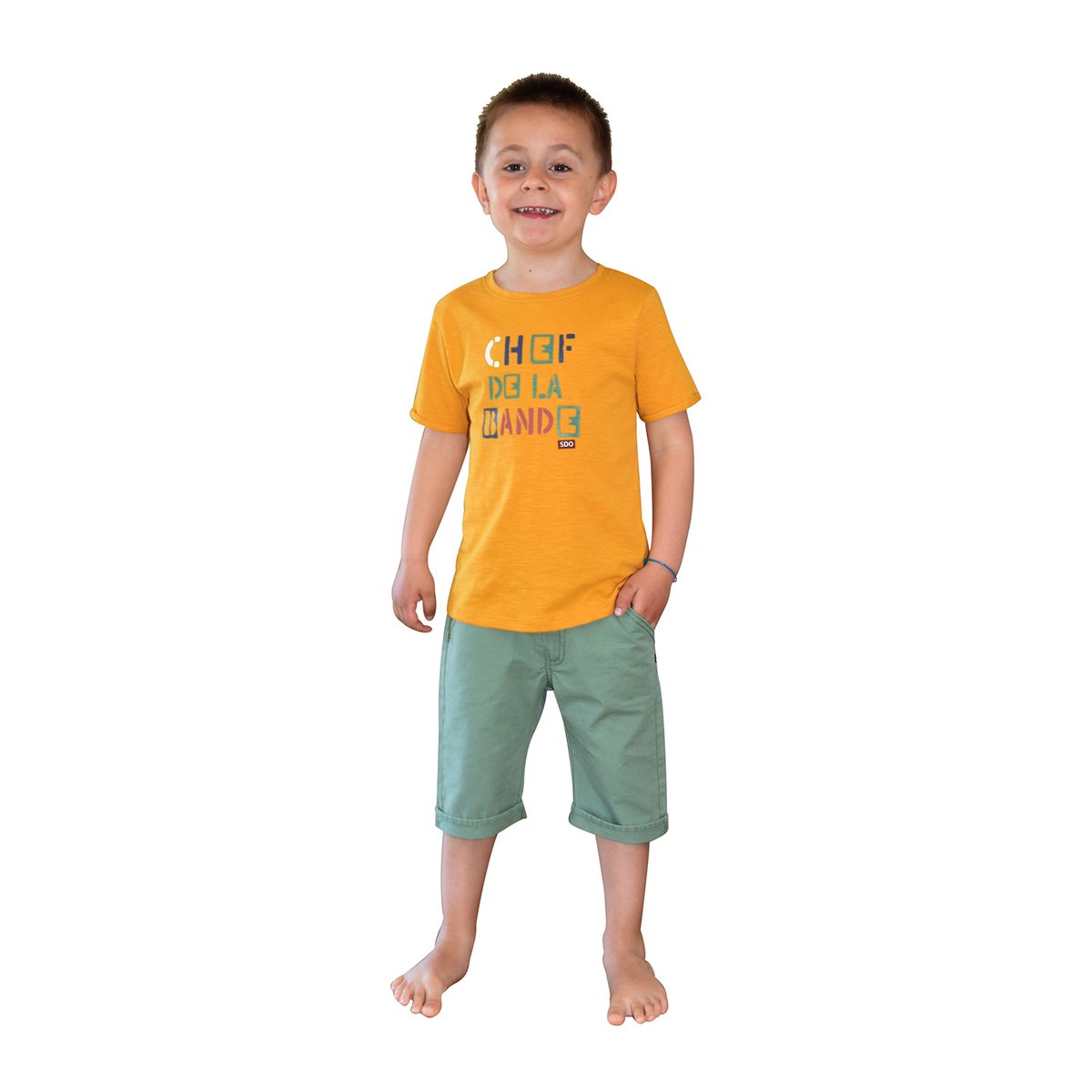 Tee shirt largo manches courtes enfant jaune, SUCRE D'ORGE