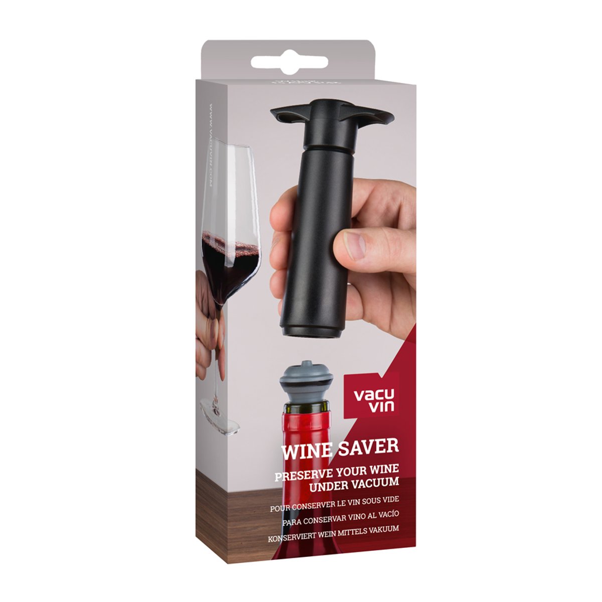 Pompe À Vin Et 2 Bouchons Noirs noir, VACU-VIN