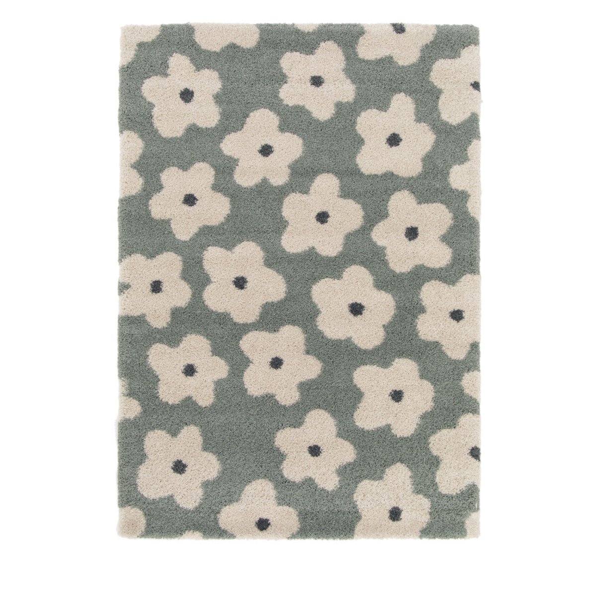 Tapis contemporain à motif floral- FLORA II vert de gris, DRAWER