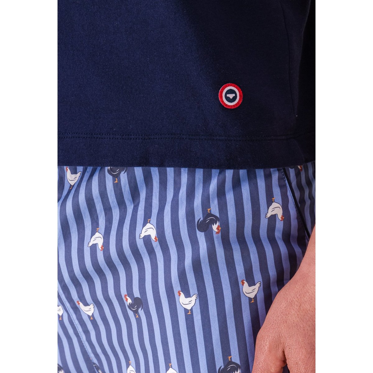 Ensemble pyjama haut et pantalon bleu en coton SUPERBEBASTIEN marine rayures coq, LE SLIP FRANCAIS