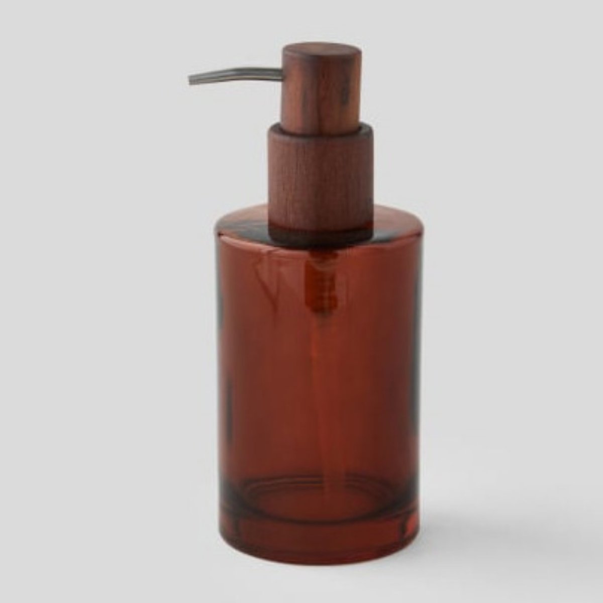 Distributeur rond en verre ambre (avec petite pompe ) autres, MONOPRIX