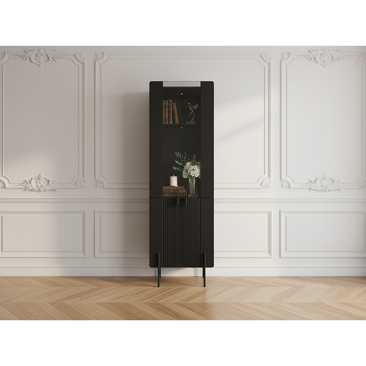 Vitrine 60 cm 2 portes, MATHILDE noir, BOBOCHIC